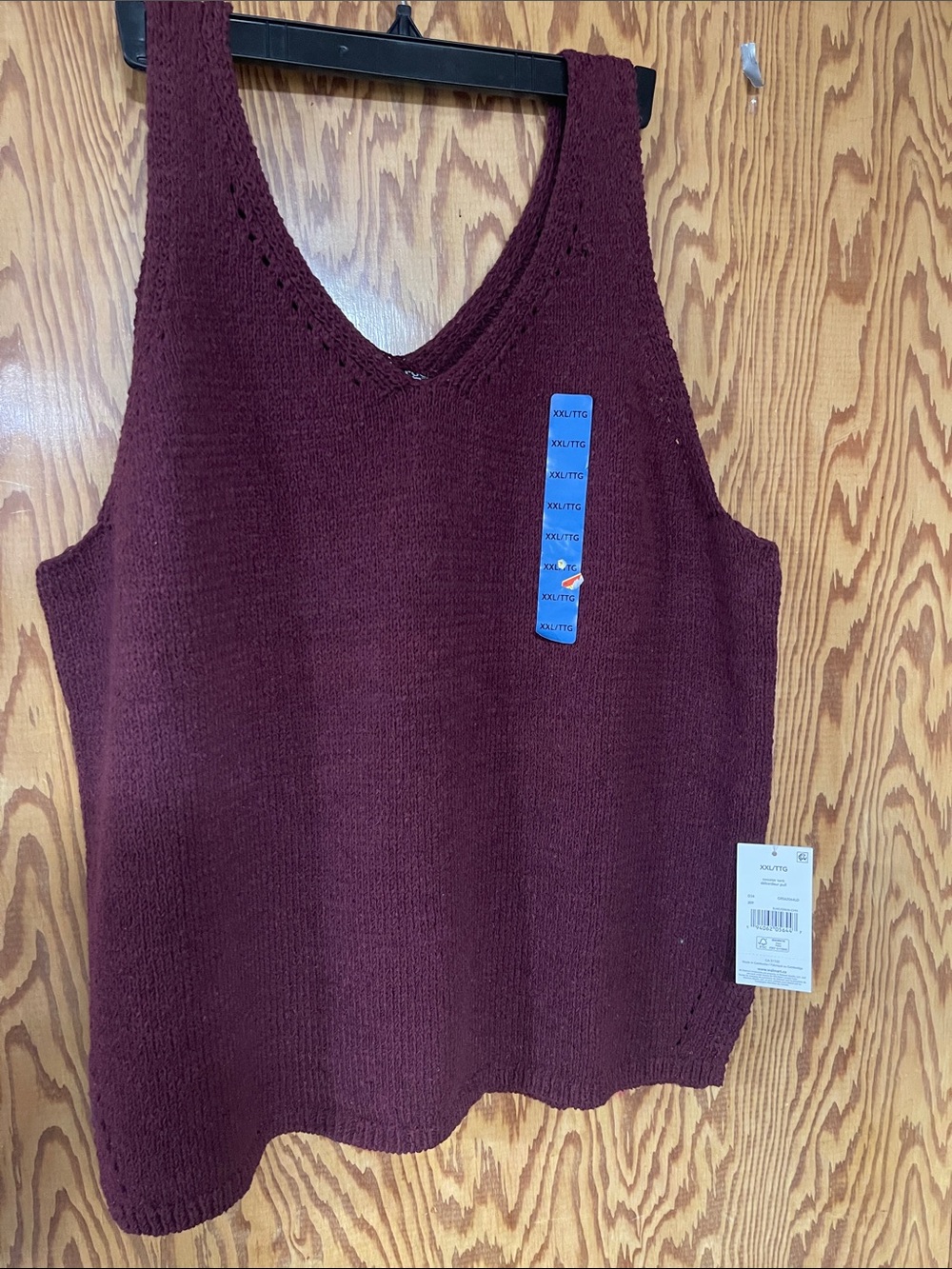 Kohl's V-Neck Knit Tank Top - Wine